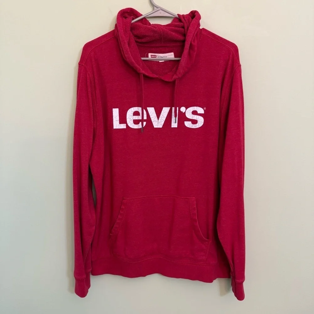 Levi's Red Hoodie unisex lightweight terry cloth size L